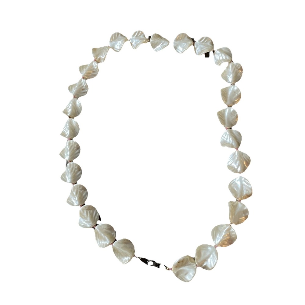 Gorgeous Rare Vintage Mother of‎ Pearl Round Beads Necklace 18" Excellent Pink